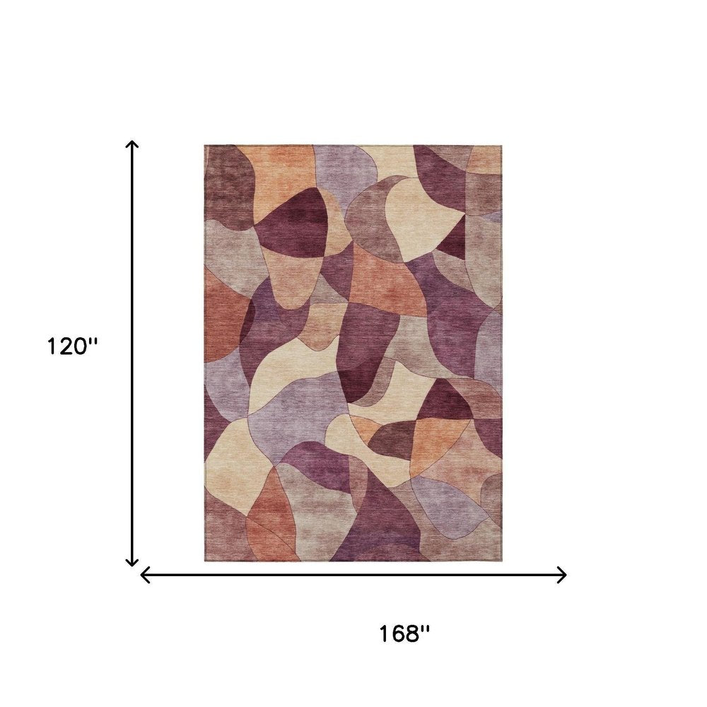10' X 14' Merlot And Red Abstract Washable Indoor Outdoor Area Rug HomeRoots