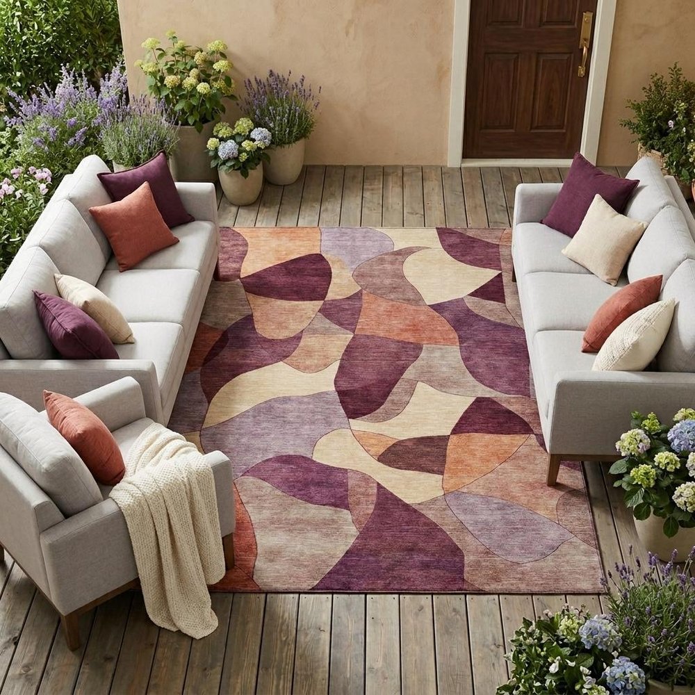 10' X 14' Merlot And Red Abstract Washable Indoor Outdoor Area Rug HomeRoots