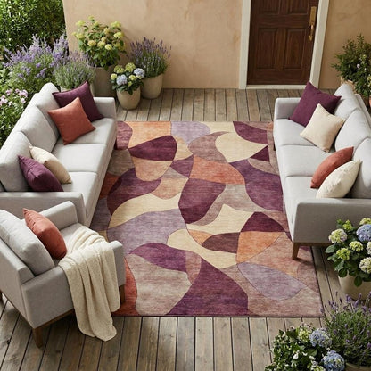 10' X 14' Merlot And Red Abstract Washable Indoor Outdoor Area Rug HomeRoots