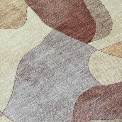 3' X 5' Orange And Chocolate Abstract Washable Indoor Outdoor Area Rug HomeRoots