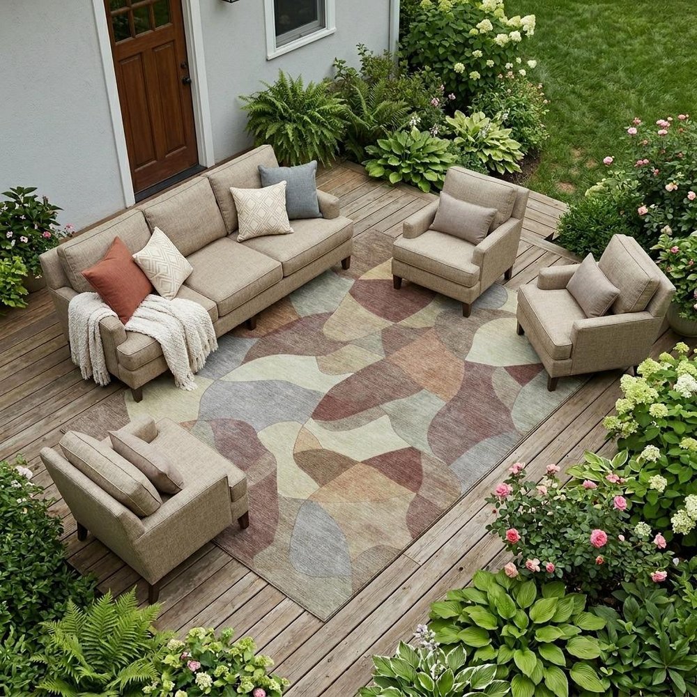 8' X 10' Orange And Chocolate Abstract Washable Indoor Outdoor Area Rug HomeRoots