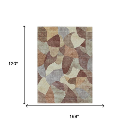 10' X 14' Orange And Chocolate Abstract Washable Indoor Outdoor Area Rug HomeRoots