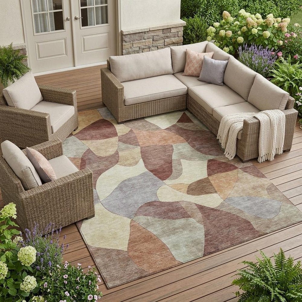 10' X 14' Orange And Chocolate Abstract Washable Indoor Outdoor Area Rug HomeRoots