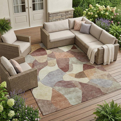 10' X 14' Orange And Chocolate Abstract Washable Indoor Outdoor Area Rug HomeRoots