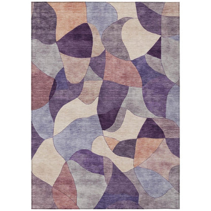 3' X 5' Plum And Purple Abstract Washable Indoor Outdoor Area Rug HomeRoots