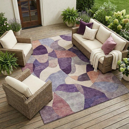 8' X 10' Plum And Purple Abstract Washable Indoor Outdoor Area Rug HomeRoots