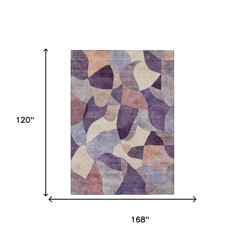 10' X 14' Plum And Purple Abstract Washable Indoor Outdoor Area Rug HomeRoots