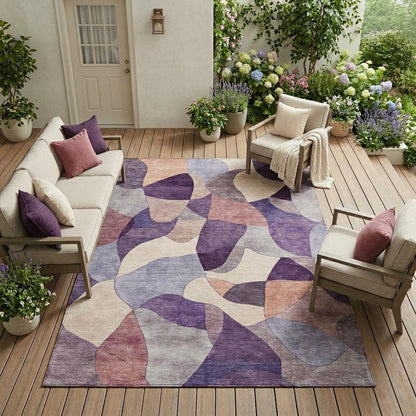 10' X 14' Plum And Purple Abstract Washable Indoor Outdoor Area Rug HomeRoots