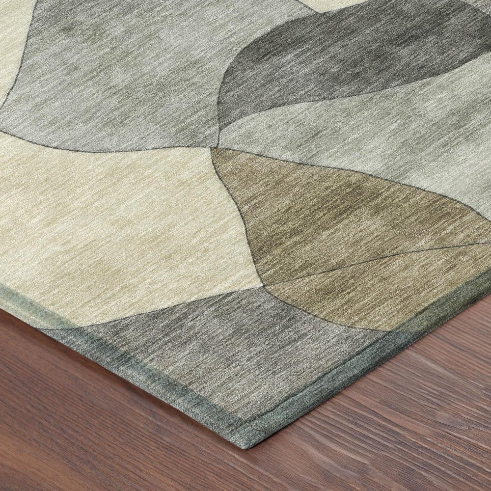 5' X 8' Pewter And Gray Abstract Washable Indoor Outdoor Area Rug HomeRoots