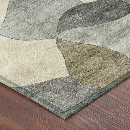 5' X 8' Pewter And Gray Abstract Washable Indoor Outdoor Area Rug HomeRoots