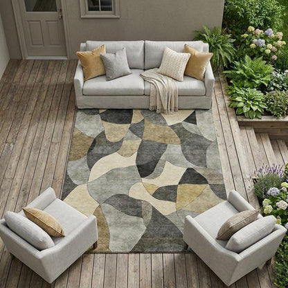8' X 10' Pewter And Gray Abstract Washable Indoor Outdoor Area Rug HomeRoots