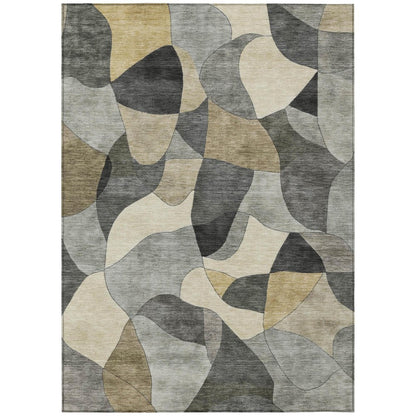 10' X 14' Pewter And Gray Abstract Washable Indoor Outdoor Area Rug HomeRoots