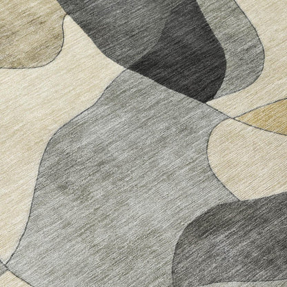 10' X 14' Pewter And Gray Abstract Washable Indoor Outdoor Area Rug HomeRoots
