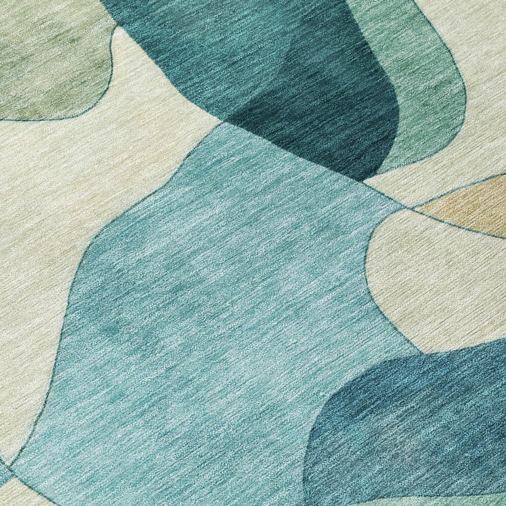 8' X 10' Teal Blue And Beige Abstract Washable Indoor Outdoor Area Rug HomeRoots