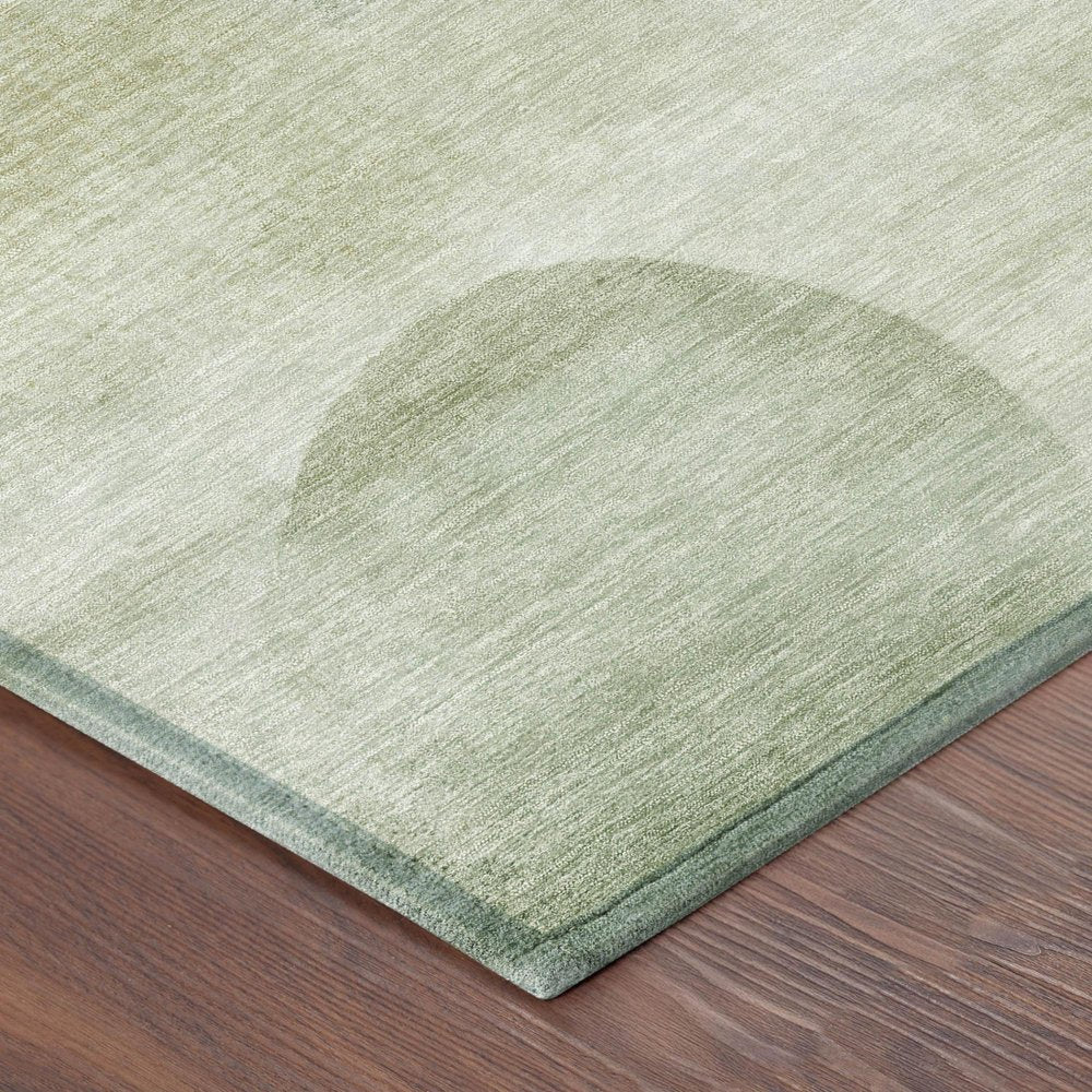 8' Green And Ivory Round Geometric Washable Indoor Outdoor Area Rug HomeRoots