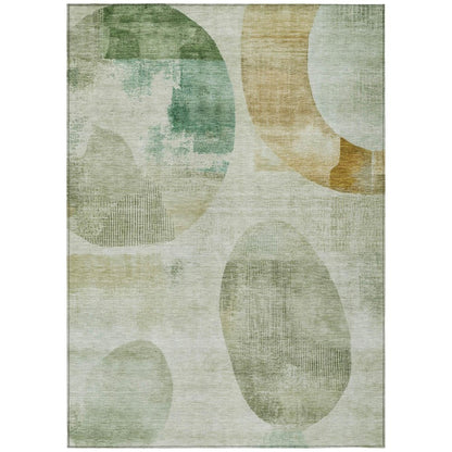 9' X 12' Green And Ivory Geometric Washable Indoor Outdoor Area Rug HomeRoots