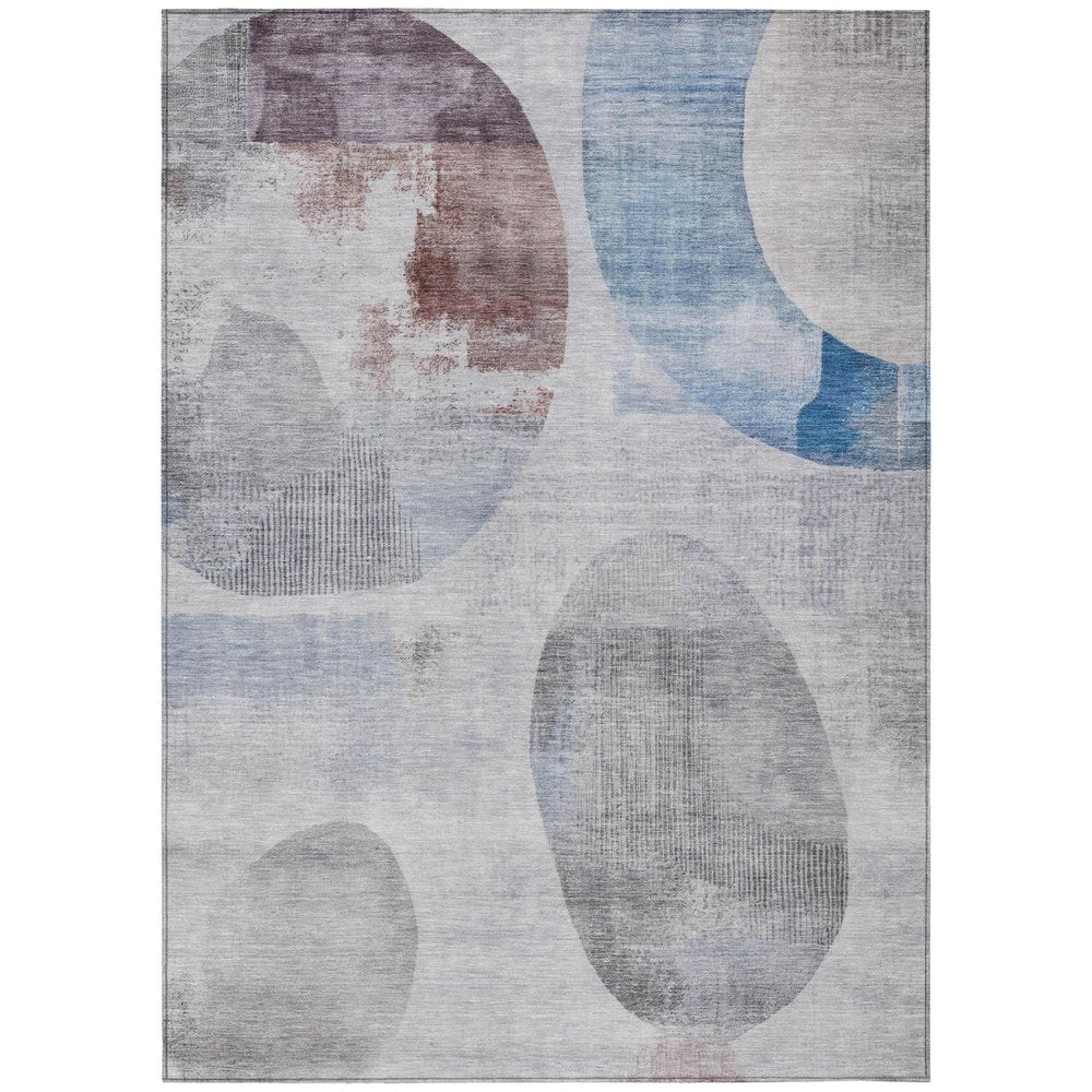 9' X 12' Blue And Silver Geometric Washable Indoor Outdoor Area Rug HomeRoots