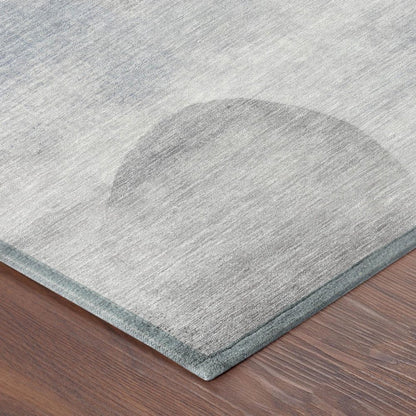 9' X 12' Blue And Silver Geometric Washable Indoor Outdoor Area Rug HomeRoots