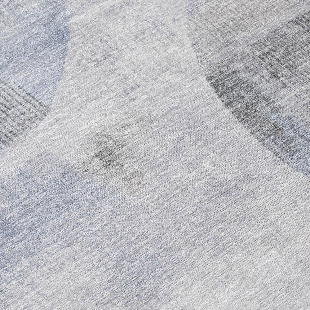 9' X 12' Blue And Silver Geometric Washable Indoor Outdoor Area Rug HomeRoots