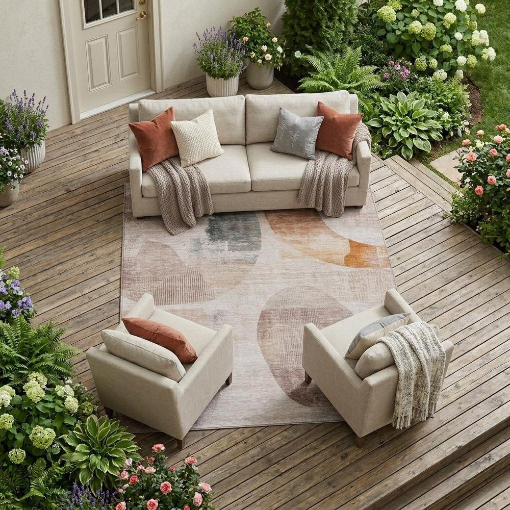8' X 10' Copper And Orange Geometric Washable Indoor Outdoor Area Rug HomeRoots