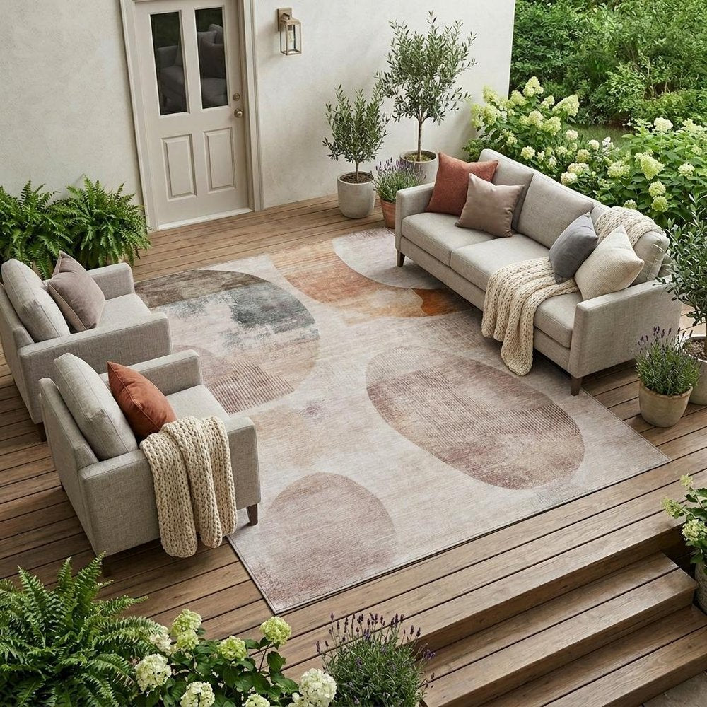9' X 12' Copper And Orange Geometric Washable Indoor Outdoor Area Rug HomeRoots