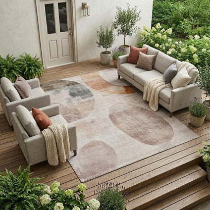 9' X 12' Copper And Orange Geometric Washable Indoor Outdoor Area Rug HomeRoots