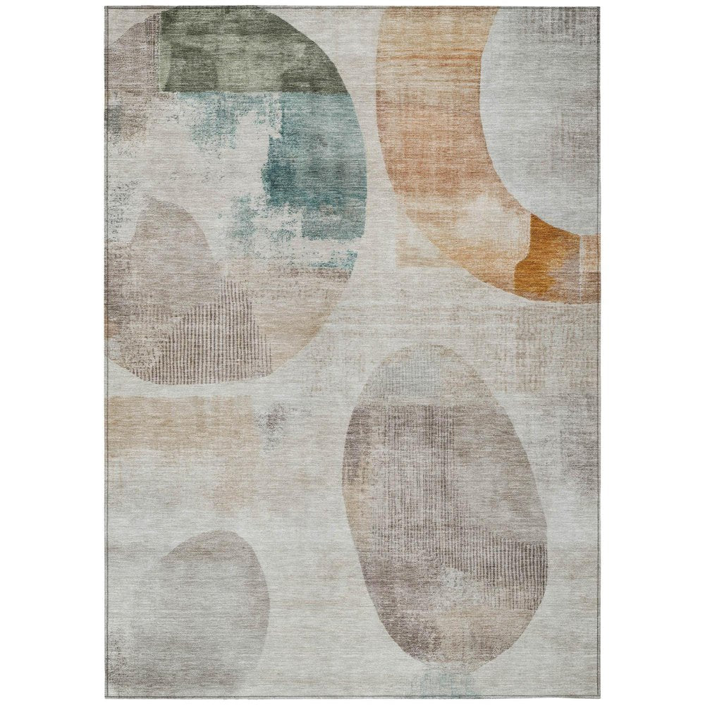5' X 8' Ivory And Silver Geometric Washable Indoor Outdoor Area Rug HomeRoots