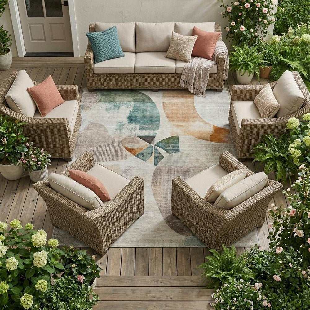 9' X 12' Ivory And Silver Geometric Washable Indoor Outdoor Area Rug HomeRoots