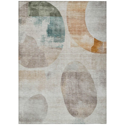 9' X 12' Ivory And Silver Geometric Washable Indoor Outdoor Area Rug HomeRoots