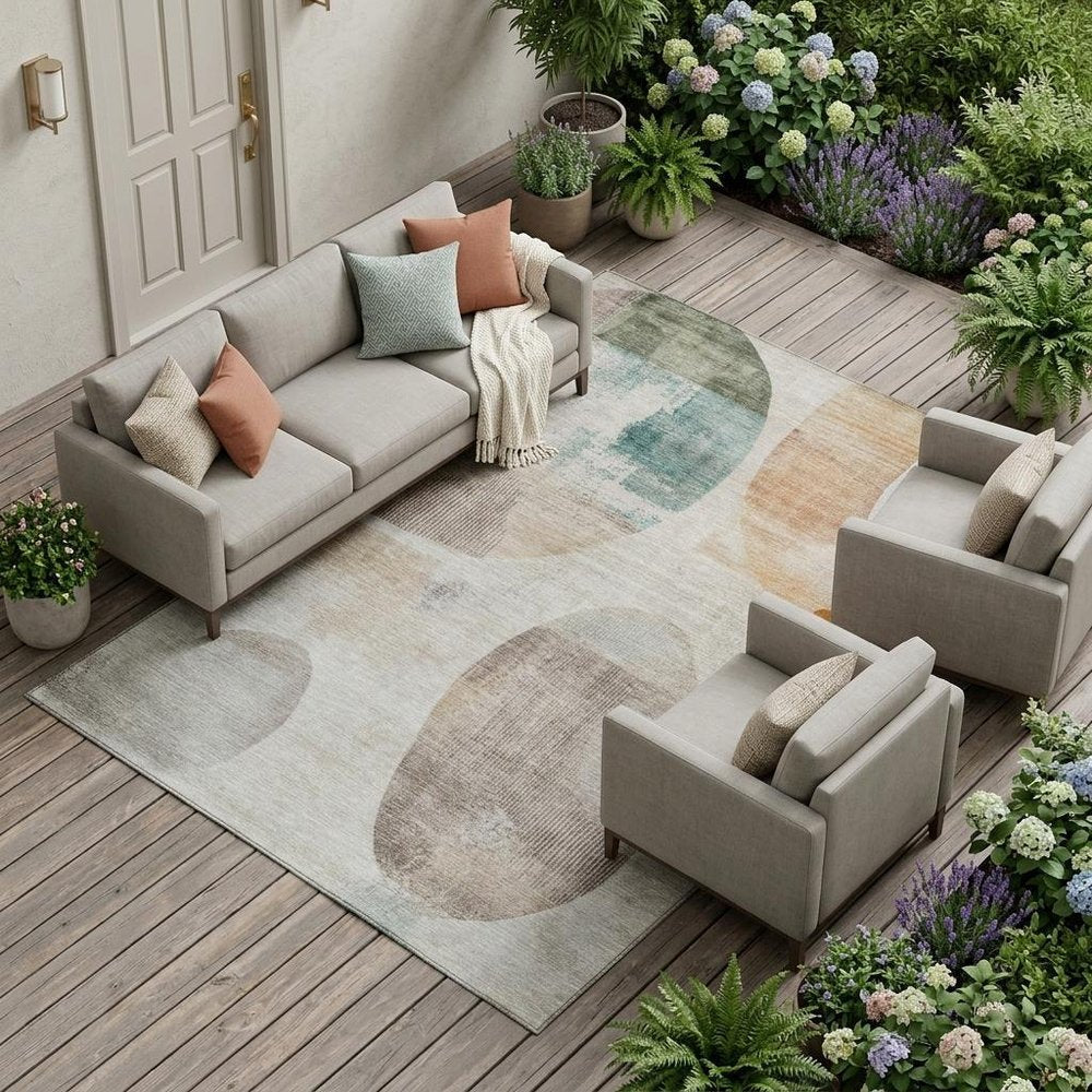 10' X 14' Ivory And Silver Geometric Washable Indoor Outdoor Area Rug HomeRoots