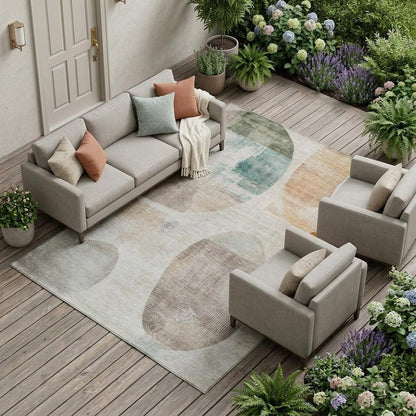 10' X 14' Ivory And Silver Geometric Washable Indoor Outdoor Area Rug HomeRoots