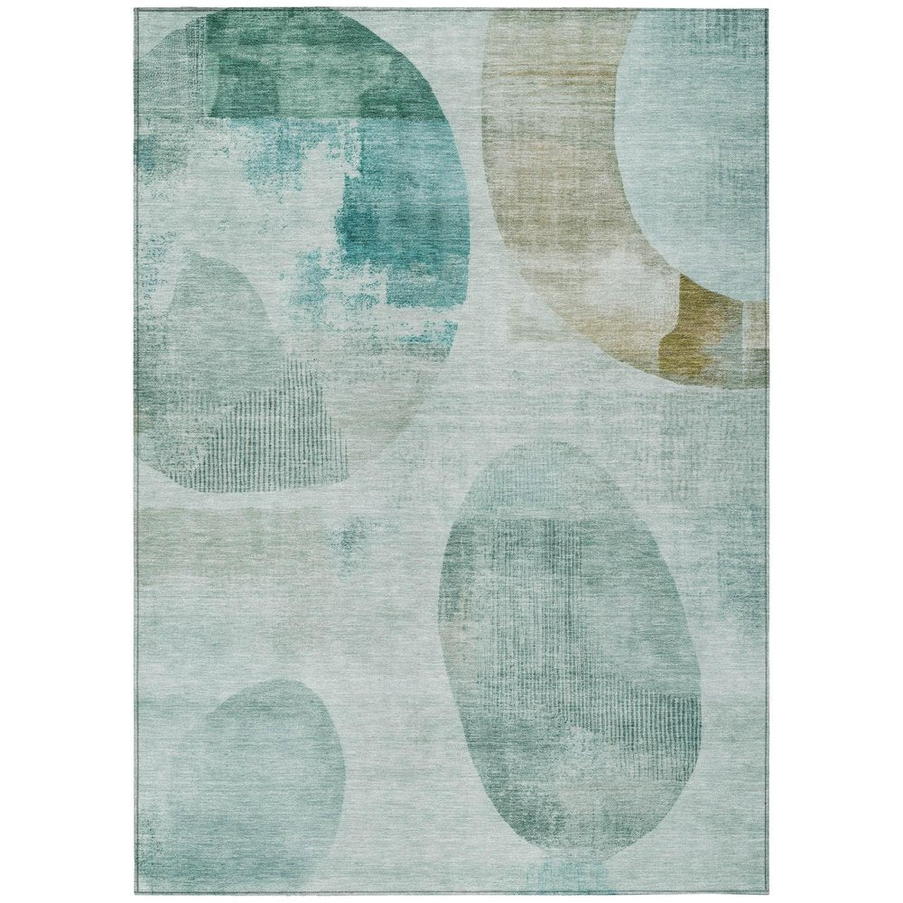 9' X 12' Teal Blue And Silver Geometric Washable Indoor Outdoor Area Rug HomeRoots