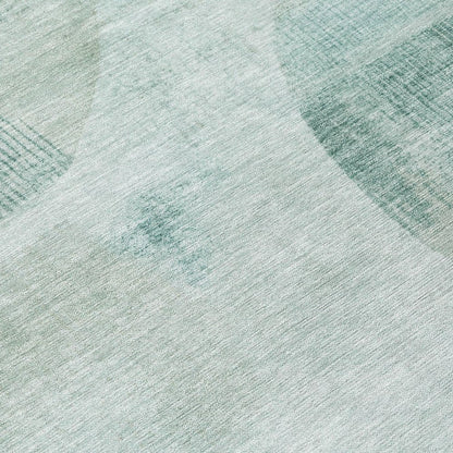 10' X 14' Teal Blue And Silver Geometric Washable Indoor Outdoor Area Rug HomeRoots