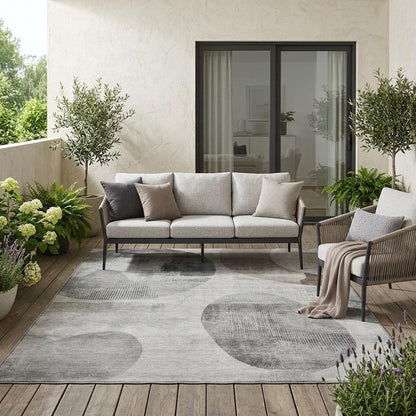 5' X 8' Taupe And Brown Geometric Washable Indoor Outdoor Area Rug HomeRoots