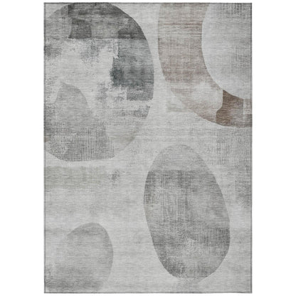 5' X 8' Taupe And Brown Geometric Washable Indoor Outdoor Area Rug HomeRoots