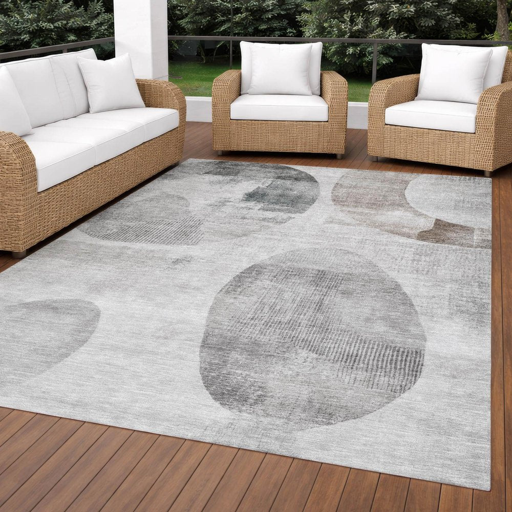 8' X 10' Taupe And Brown Geometric Washable Indoor Outdoor Area Rug HomeRoots