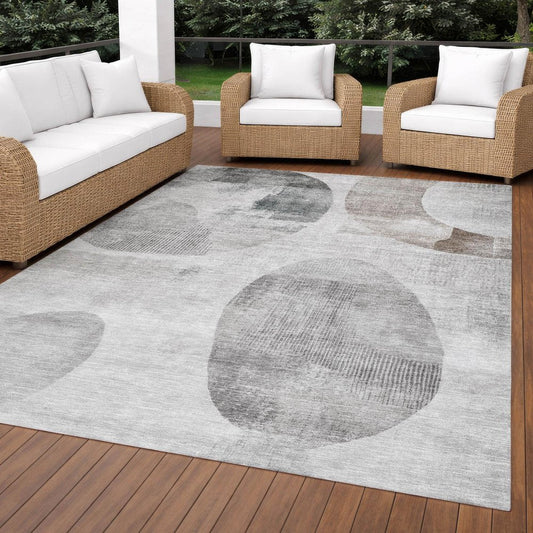 8' X 10' Taupe And Brown Geometric Washable Indoor Outdoor Area Rug HomeRoots