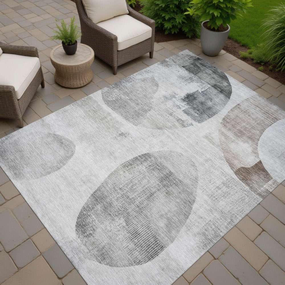 8' X 10' Taupe And Brown Geometric Washable Indoor Outdoor Area Rug HomeRoots