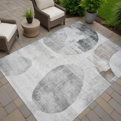 8' X 10' Taupe And Brown Geometric Washable Indoor Outdoor Area Rug HomeRoots