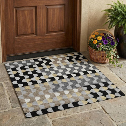 3' X 5' Black And Silver Geometric Washable Indoor Outdoor Area Rug HomeRoots