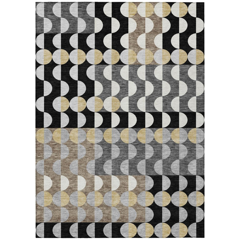 9' X 12' Black And Silver Geometric Washable Indoor Outdoor Area Rug HomeRoots