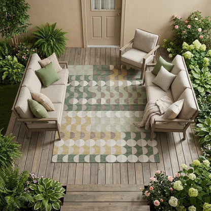 9' X 12' Green And Ivory Geometric Washable Indoor Outdoor Area Rug HomeRoots
