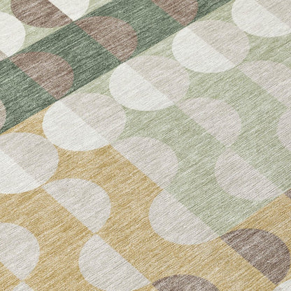 9' X 12' Green And Ivory Geometric Washable Indoor Outdoor Area Rug HomeRoots