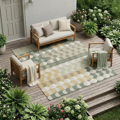 10' X 14' Green And Ivory Geometric Washable Indoor Outdoor Area Rug HomeRoots