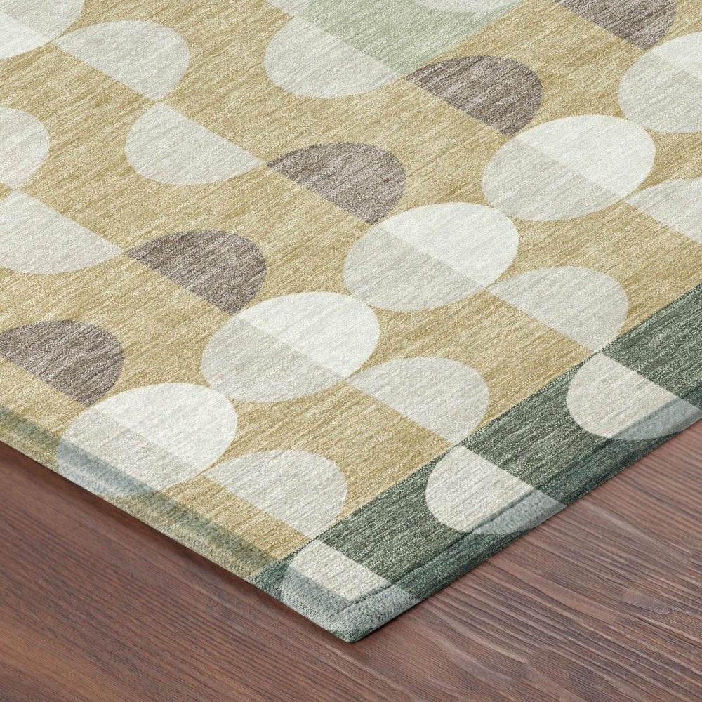 10' X 14' Green And Ivory Geometric Washable Indoor Outdoor Area Rug HomeRoots
