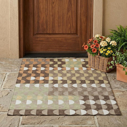 3' X 5' Coffee And Brown Geometric Washable Indoor Outdoor Area Rug HomeRoots