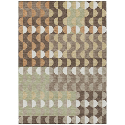 3' X 5' Coffee And Brown Geometric Washable Indoor Outdoor Area Rug HomeRoots