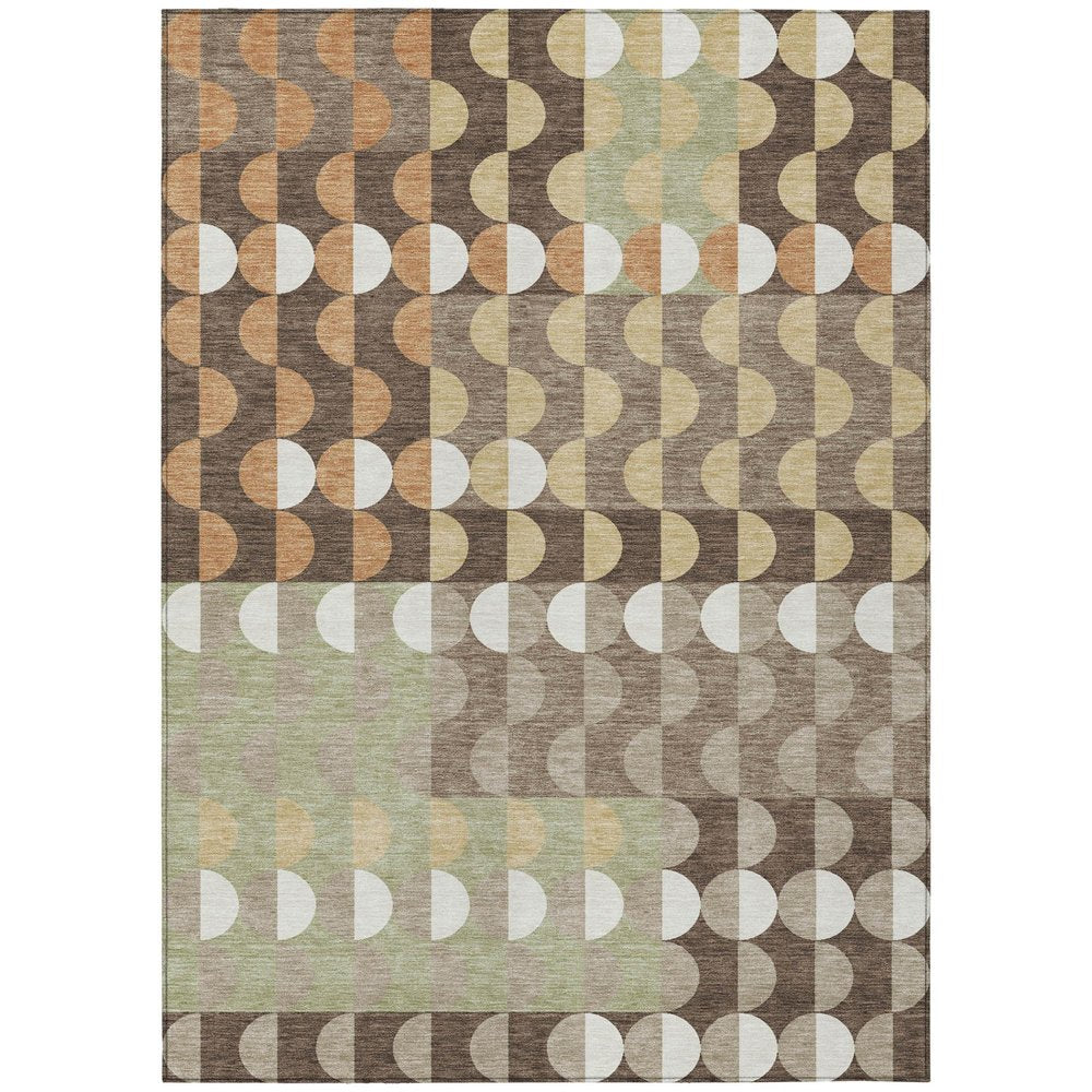 8' X 10' Coffee And Brown Geometric Washable Indoor Outdoor Area Rug HomeRoots
