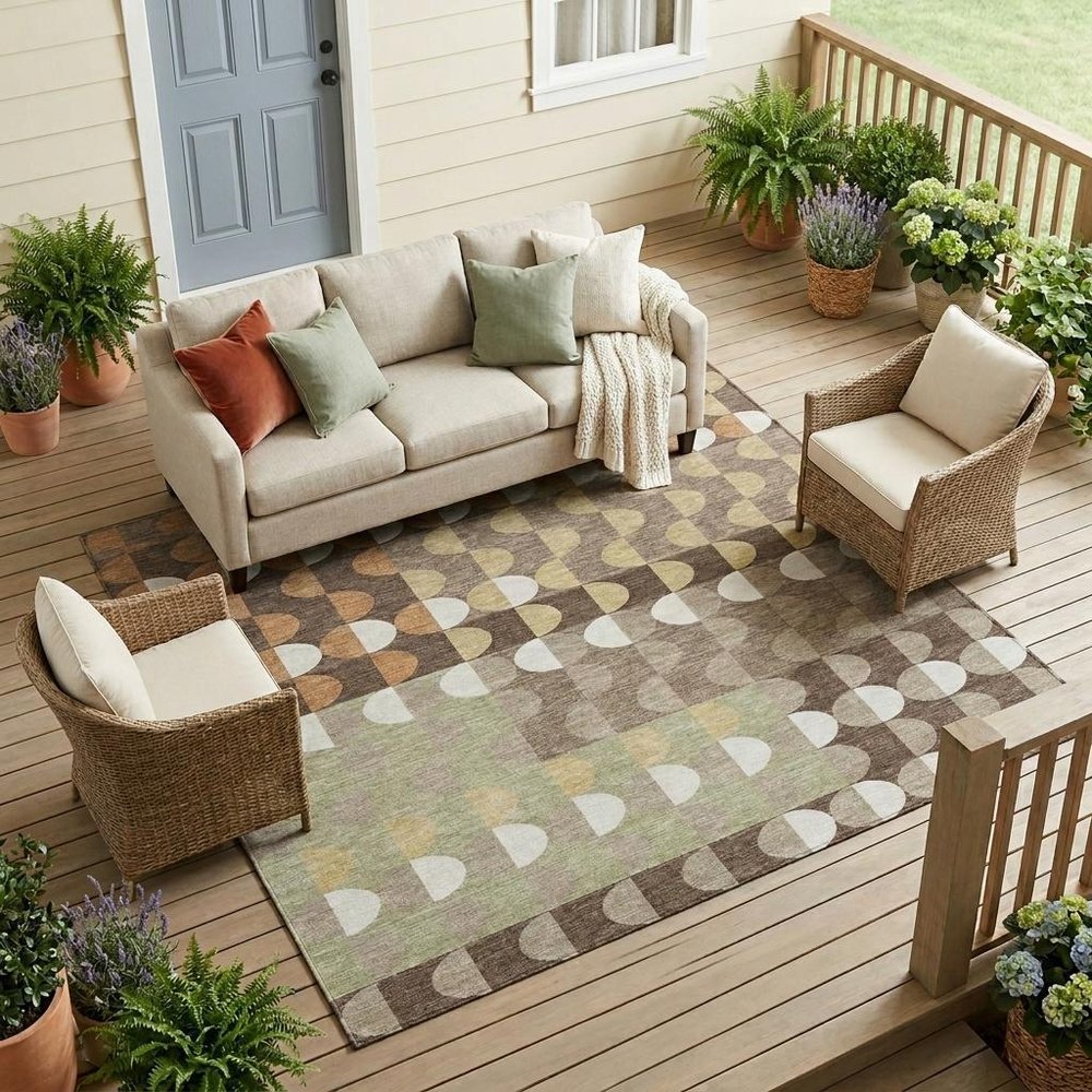 9' X 12' Coffee And Brown Geometric Washable Indoor Outdoor Area Rug HomeRoots