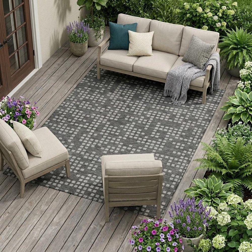 10' X 14' Graphite And Gray Abstract Washable Indoor Outdoor Area Rug HomeRoots